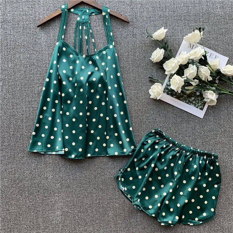 Женский пижамный комплект в горошек сексуальная ночная рубашка без черного