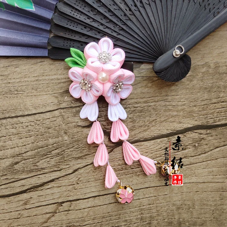 Шпилька для волос ручной работы в японском стиле заколка виде сакуры Tsumami zaiku