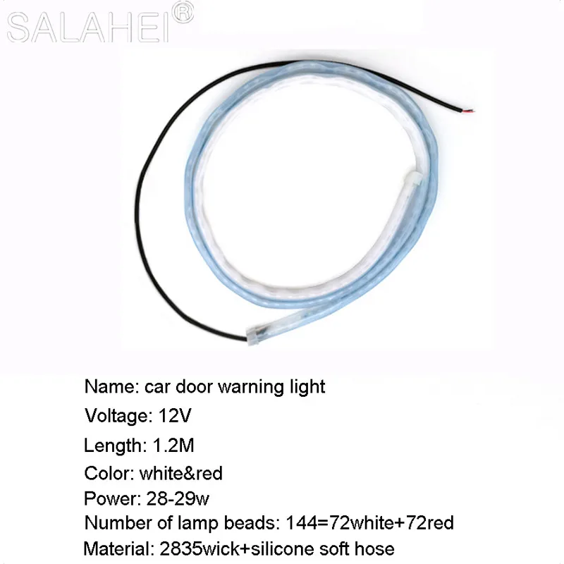 Car Interior Door Welcome Light LED Safety Warning Strobe Signal Lamp Strip 120cm Waterproof 12V Auto Decorative Ambient Lights |