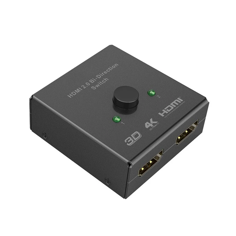 

HDMI Switcher 2 Ports Bi-direction Manual Switch 2 x 1/1 x 2 HDMI Hub-HDCP Passthrough-Supports Ultra HD 4K 3D 1080P