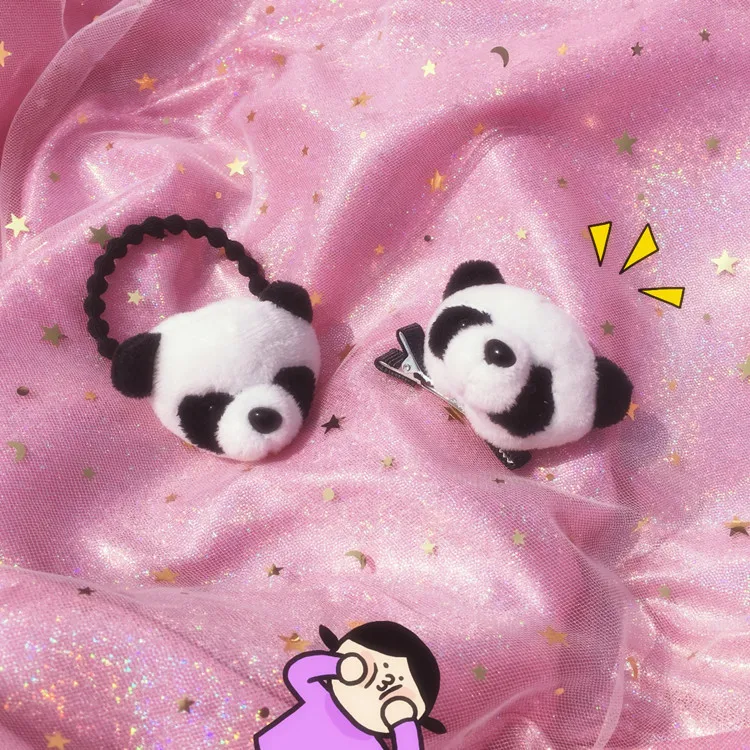 1 шт. новый дизайн Короткие Плюшевые шпильки панды Детские эластичные повязки для
