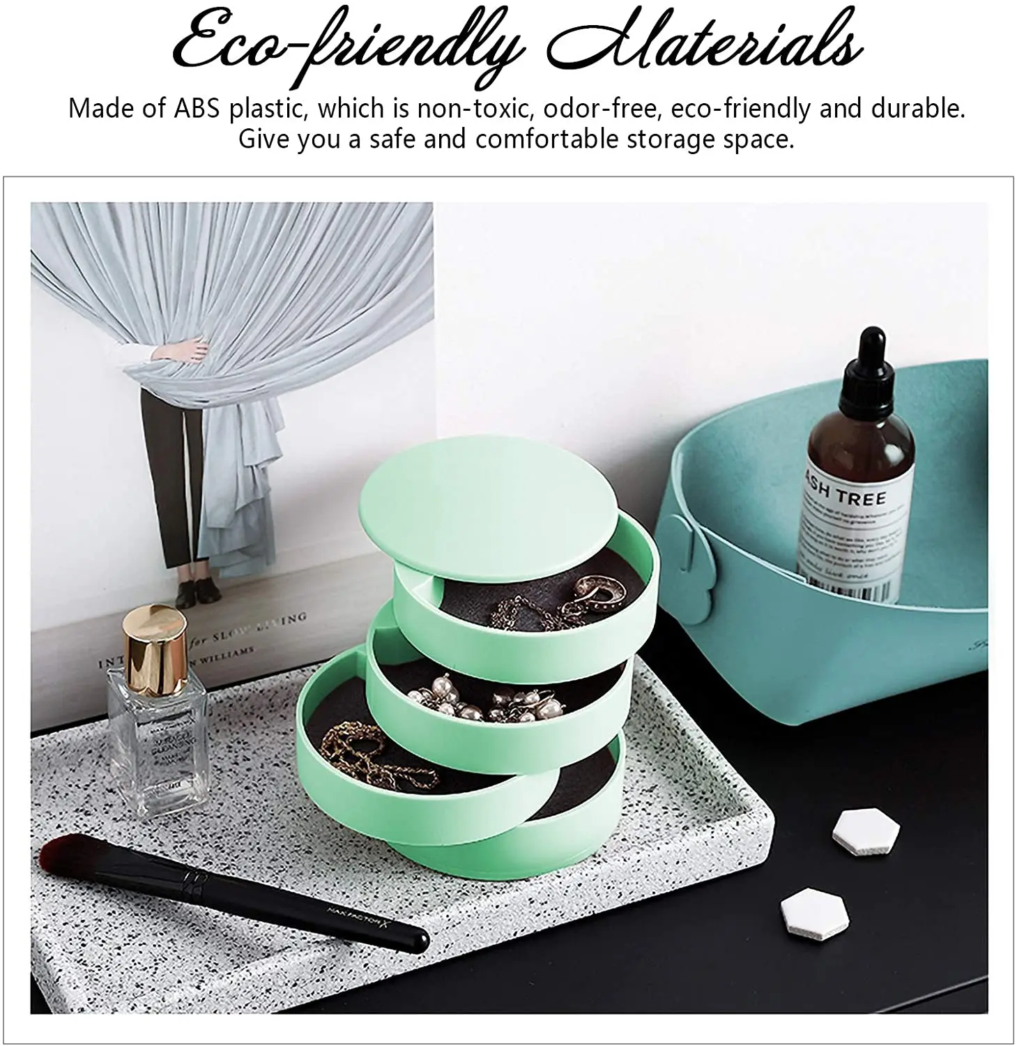 

Jewelry Boxes Creative 4 Layers Rotatable Plastic Jewelry Container Case Earrings Ring Necklace Box Multi-function Storage Box