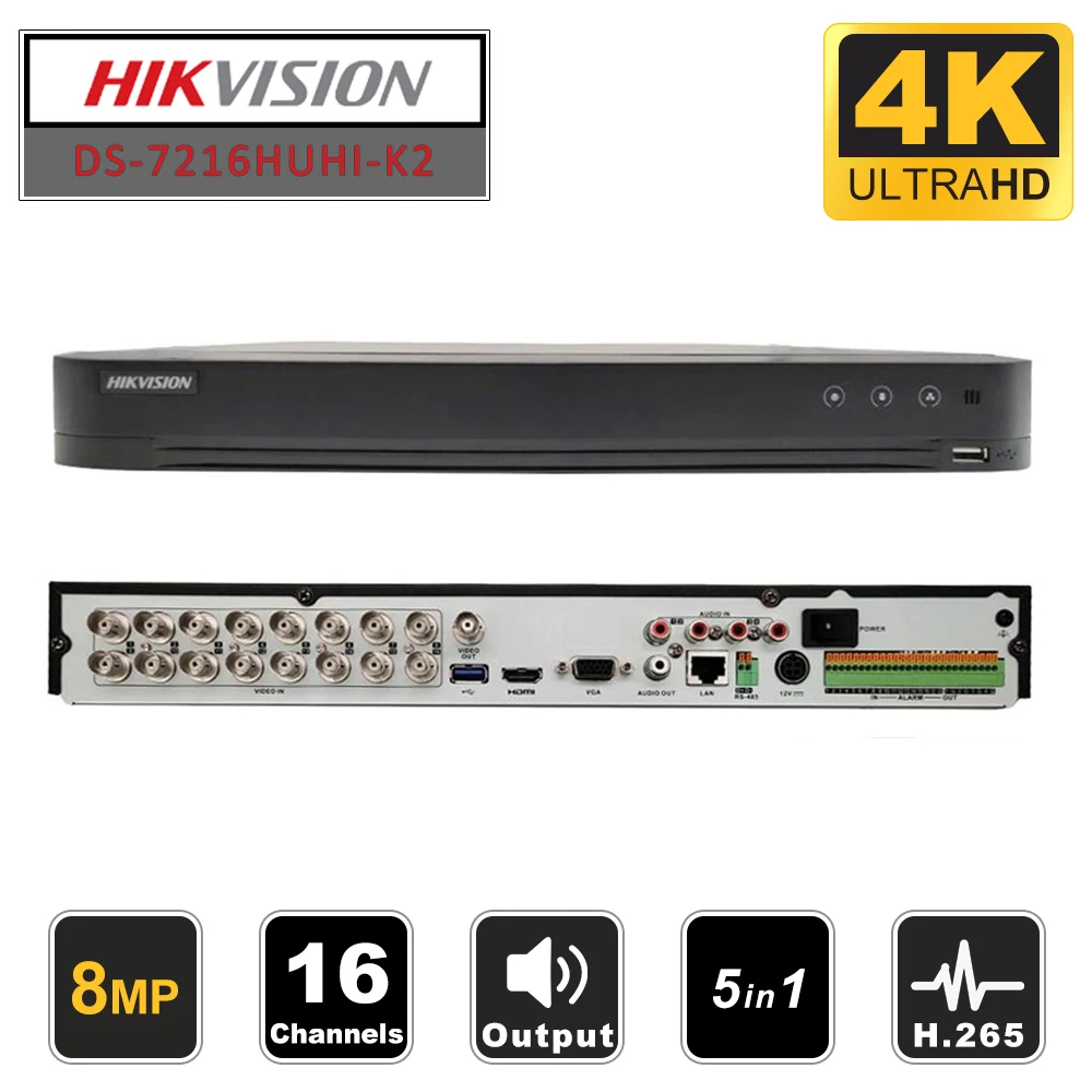 HIK 16CH 5 в 1 AHD DVR DS-7216HUHI-K2 Поддержка CVBS TVI CVI аналоговые IP камеры P2P Облако H.265 HDMI видео