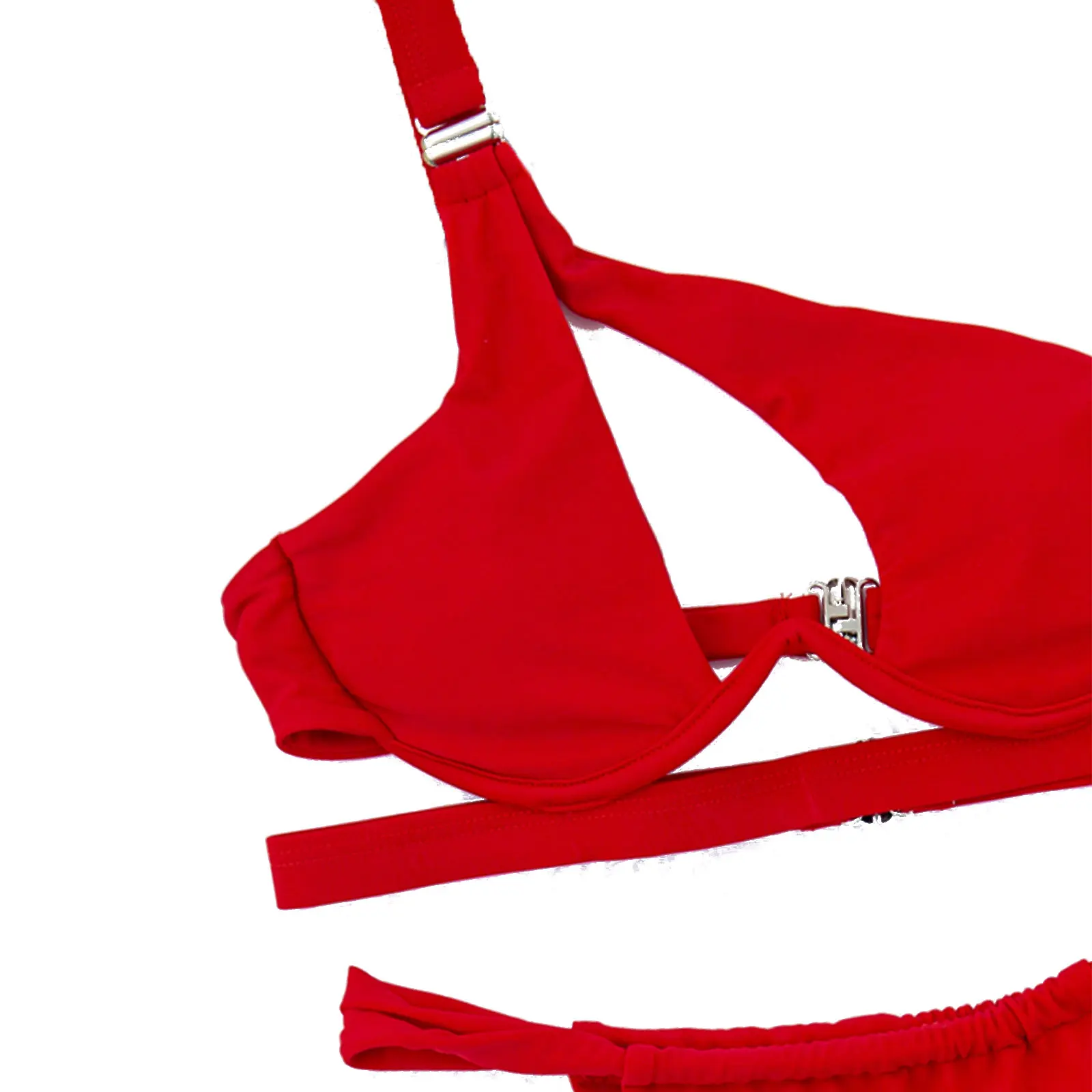 

2021 Sexy Women's Swimsuit Halter One Shoulder 2Pcs Bikini Set Solid Push Up Triangle Swimwear Summer Bathing Suit Beachwear