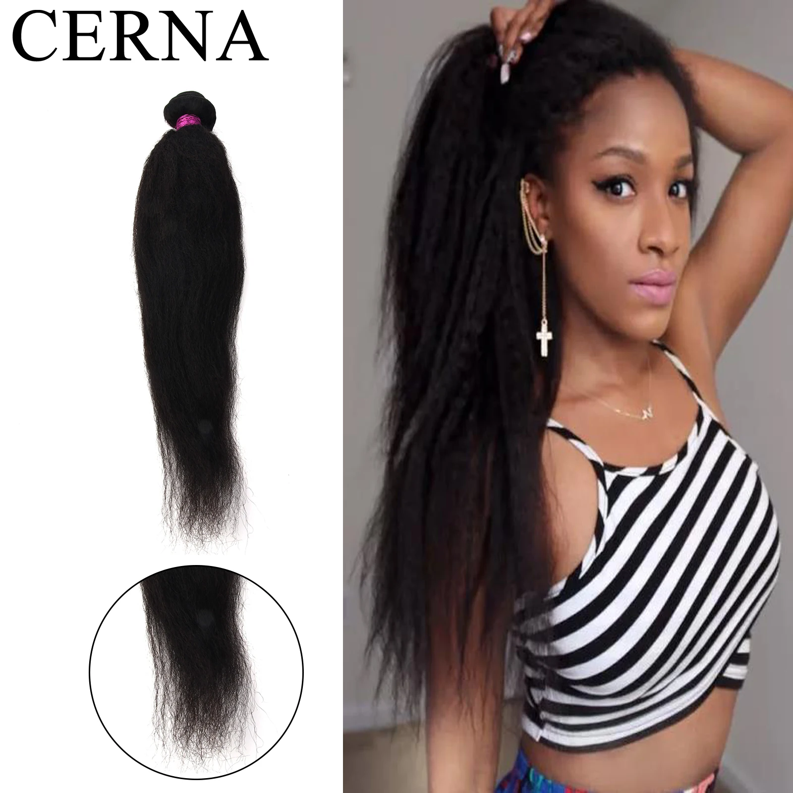 

Cerna Kinky Straight Hair Indian Virgin Hair Weave BundlesÂ 100% Unprocessed Human for Black Women HairÂ Extensions Wholesales