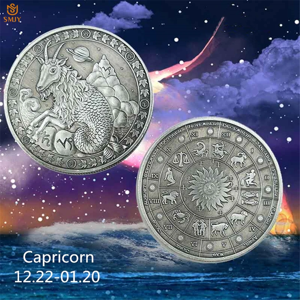 

2022 Europe Astrology 12 Constellation Souvenir Saturn Capricorn Bronze Zodiac Token Challenge Coin Collection Value And Gift