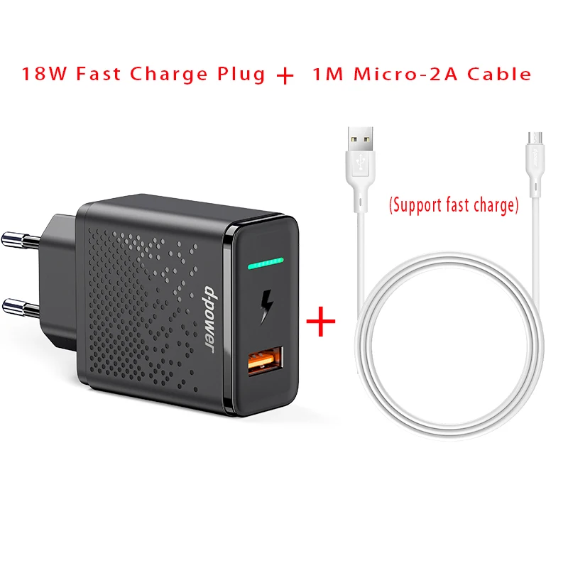 Ввласть QC 3,0 Быстрая Зарядка телефона EU 18 Вт Быстрая зарядка через USB адаптер Зарядное устройство для samsung galaxy Xiaomi Note Plus стены Зарядное устройство - Тип штекера: Black-Micro Cable