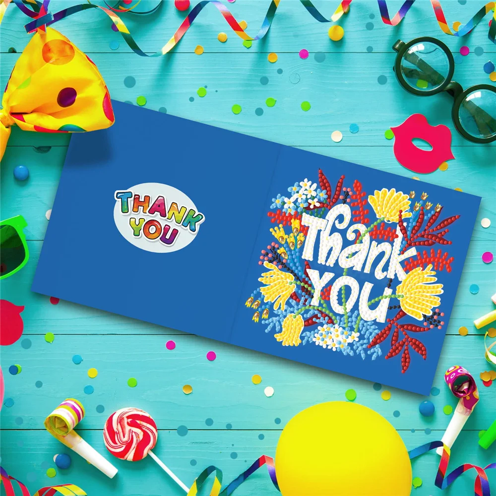 Tarjeta de felicitaci&oacute;n de Acci&oacute;n de Gracias, 12 piezas, mosaico bordado, punto, tarjeta de cumplea&ntilde;os-4