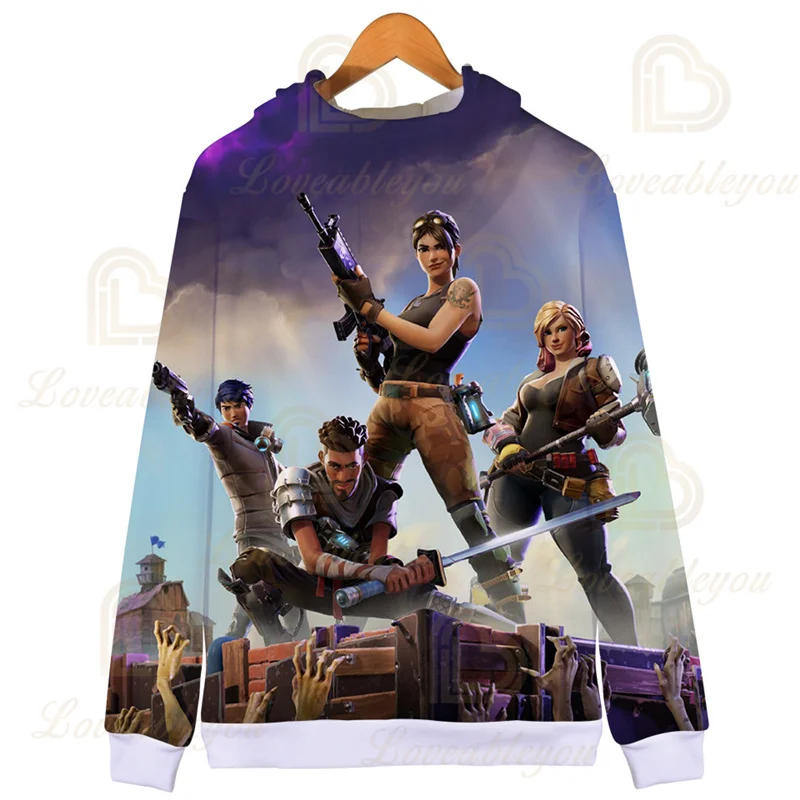 Fortnites Clothes Fortress Night Zip Sweatshirt Long Sleeves Children Teens Fall Boy Girls Battle Royale Graphic Shirts | Женская одежда