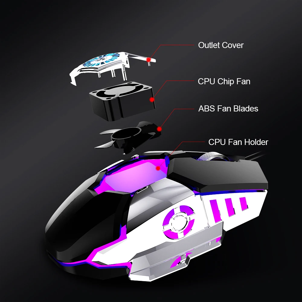Игровая мышь G22 с механическим охлаждением регулируемая 6400DPI RGB эффект освещения