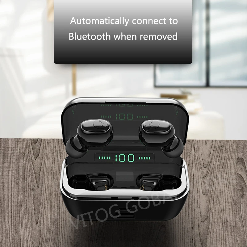 Vitog Новые 3500mAh Bluetooth наушники 8D стерео беспроводные вкладыши гарнитура с внешним