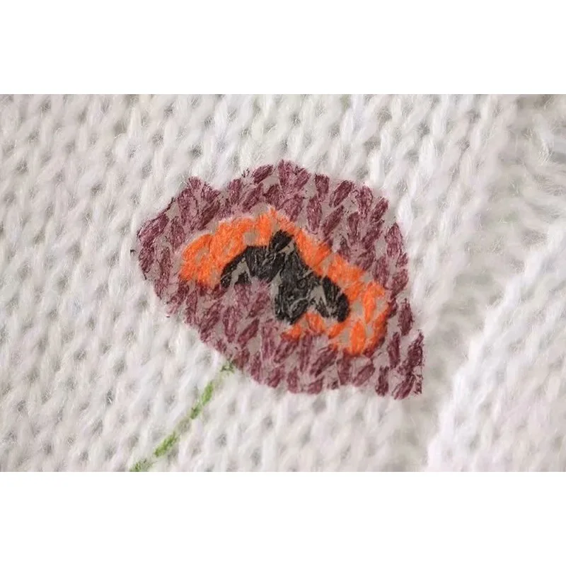 

2021 New Spring Women Knitted Pullover Sweater Print O-Neck Long Sleeve Sweater Female Fashion Casual Women Clothes