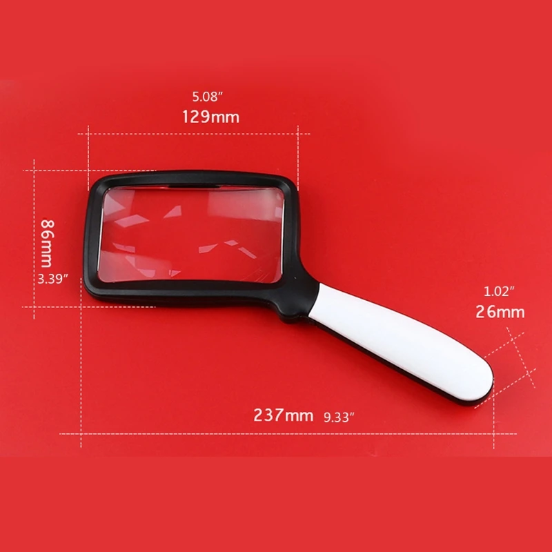 

W0YD Folding Handheld Magnifying Glass with 5LED LightRechargeable 2X Large Rectangle Reading Magnifiers for Seniors Childre