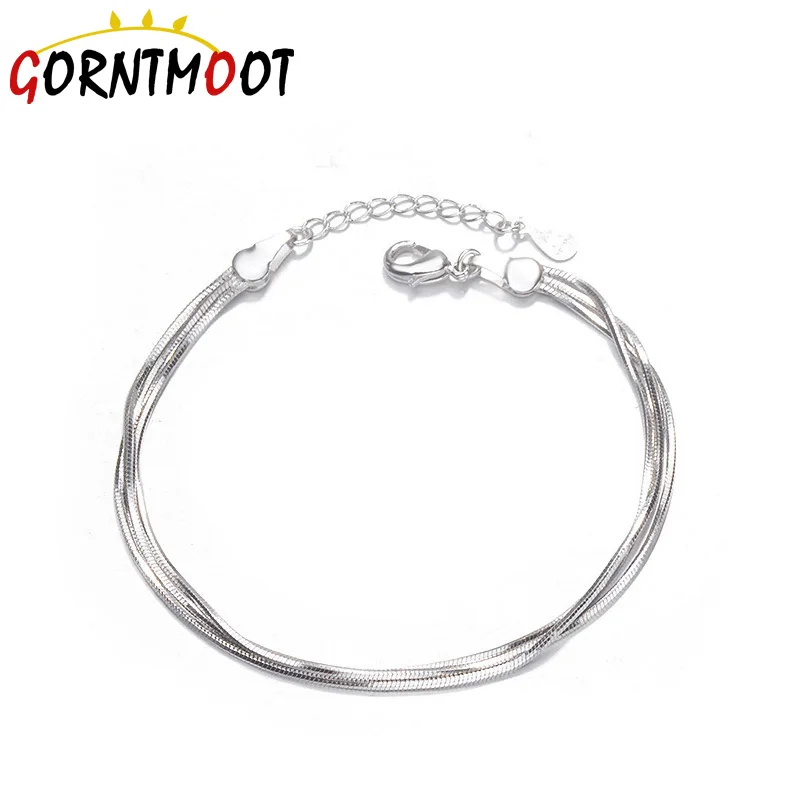 Женский многослойный браслет из серебра 925 пробы с цепочкой|Гибкие и жесткие