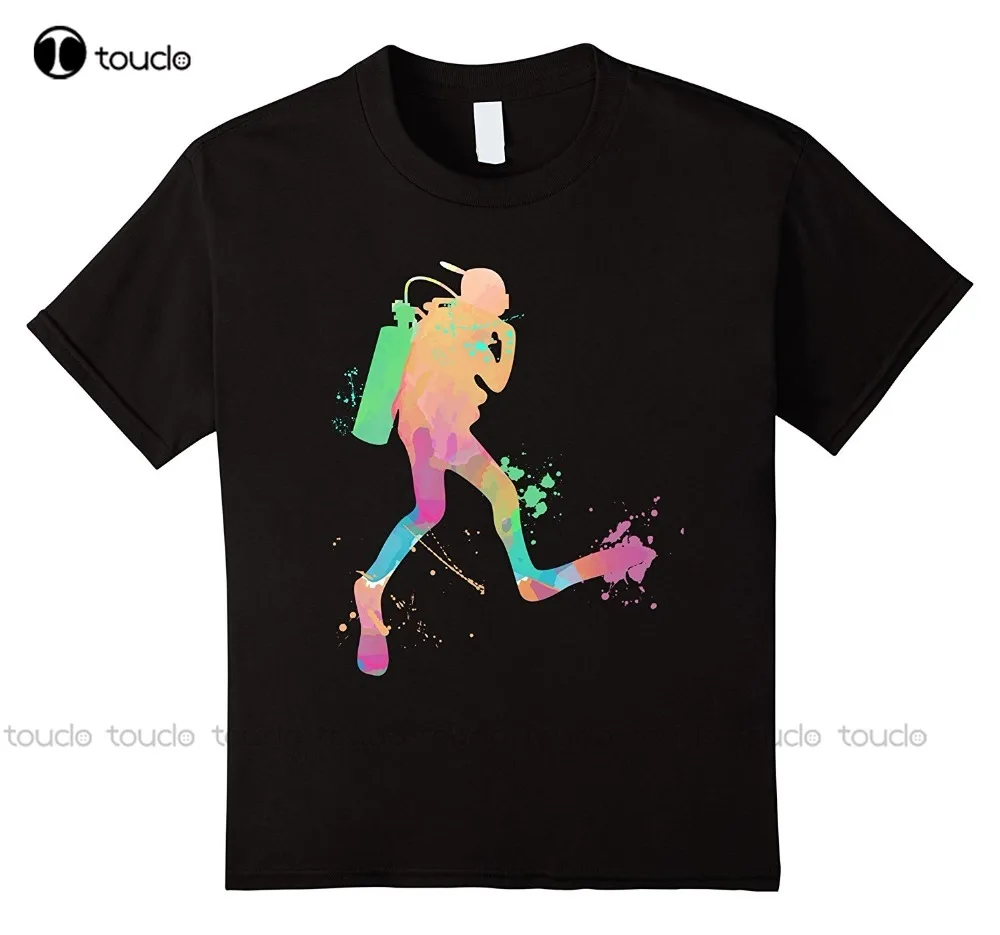 

Tops Summer Cool Funny Scuba Diver In Watercolor Scuba Diver Gift T-Shirt Summer Tee Shirt Custom Aldult Teen Unisex