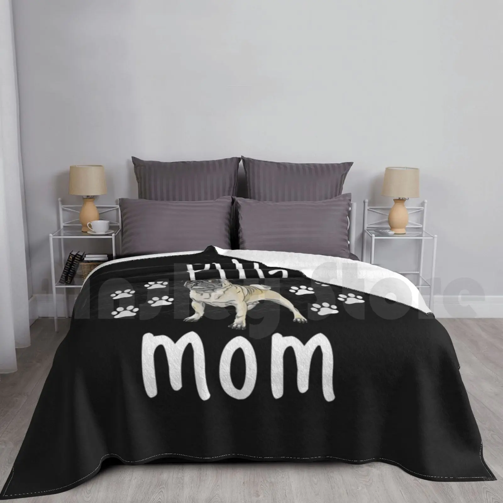 

Pug Mom-Vector Sketch Pug Blanket For Sofa Bed Travel Pug Mom Pug Pug Lover Pug Dog Pugs Pug Life Dog Pug