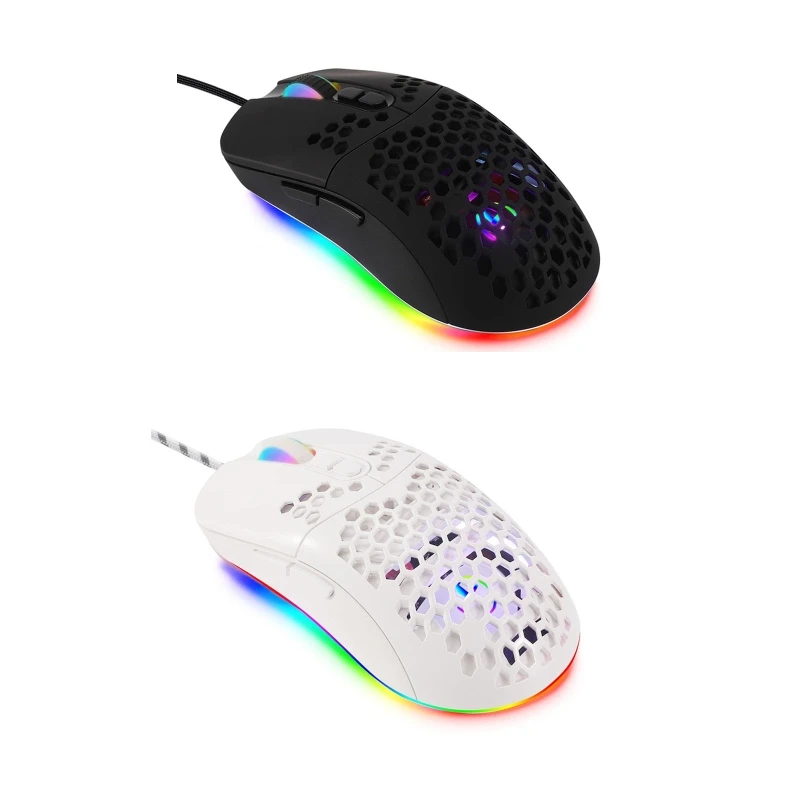 

Type C Wired Lightweight Gaming Mouse Honeycomb 7 Buttons 7200DPI Backlit Mouse