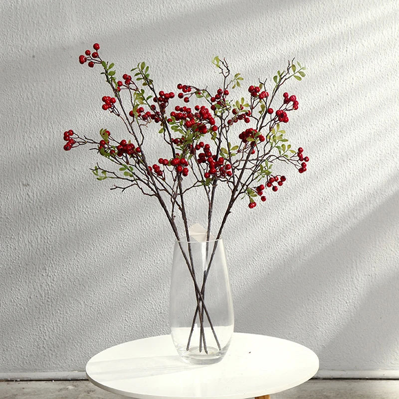 

Artificial Flowers Cranberry Red Currant Real Touch Artificial Fruits Plant Wedding Party Home Decoration Christmas Accessories