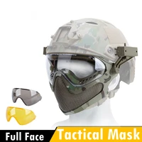 3 lenses army shooting mask breathable tactical paintball full face mask military combat airsoft cs protection face mask