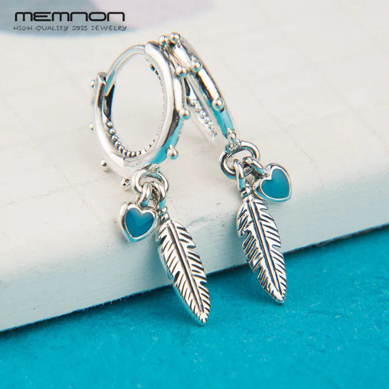 

Memnon earrings for women 2018 New summer collection spiritual Feathers Earring 925 sterling silver earing fine jewelry ER0109