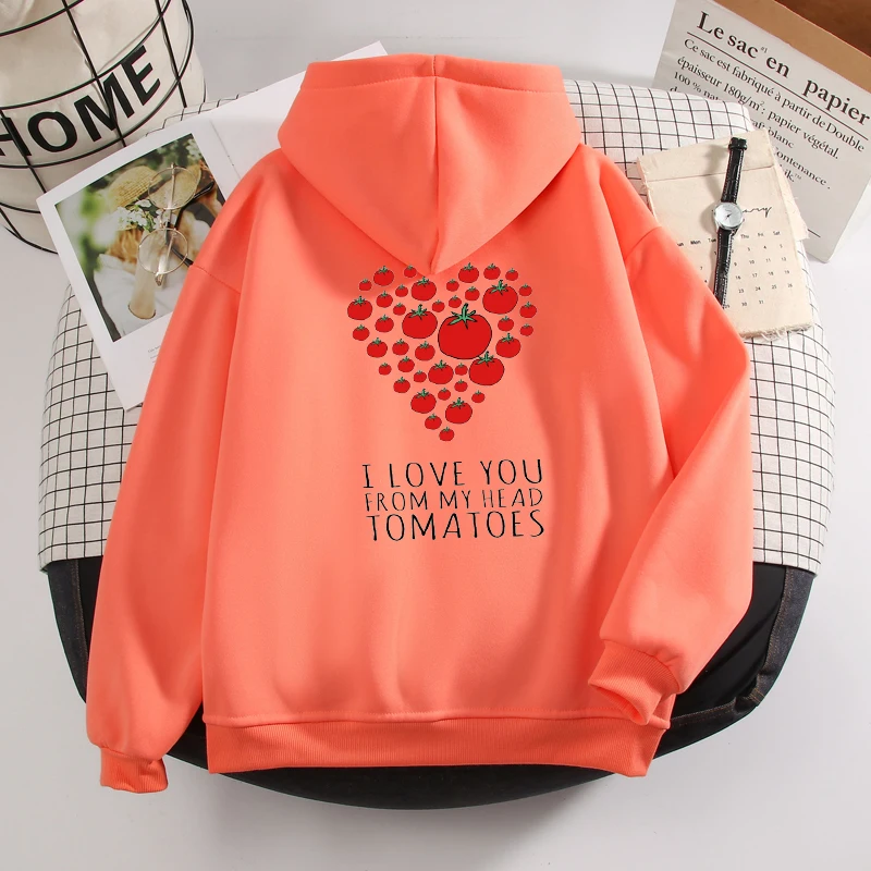 Fruit Love Graphic Women Sweatshirt Pullover Loose Harajuku Letter Hoodie Casual Pullover Winter Hoodies Sweetshirt for Girls