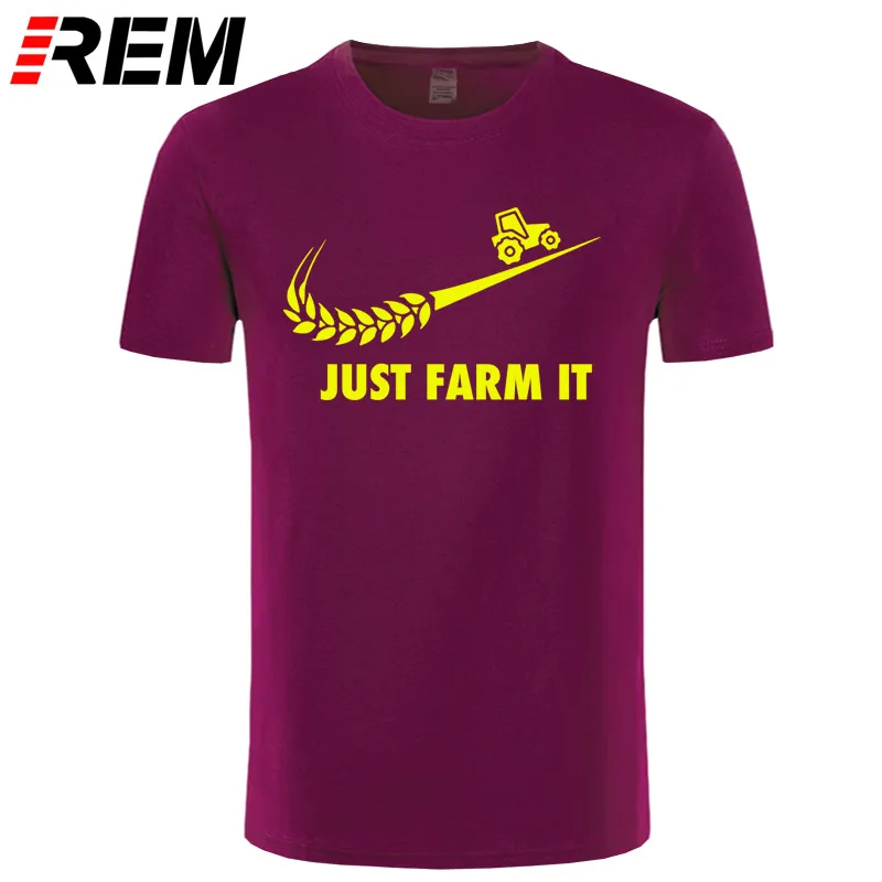 maroon yellow Модная футболка Just Farm It, мужские хлопковые фермерские футболки с круглым вырезом и короткими рукавами, Мужская футболка для сельского хозяйства, топы - Цвет: maroon yellow