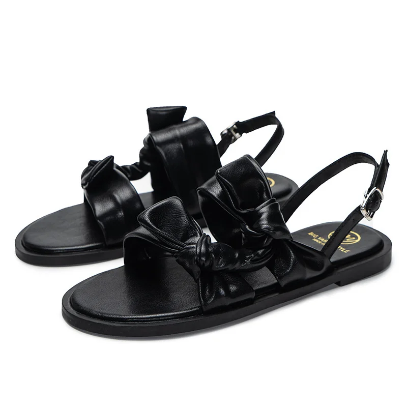 

Women Sandals Summer 2021 Fashion Solid Buckle Sandals Comfortable Women Shoes Beach Casual Bow Ladies Plus Size Sandals