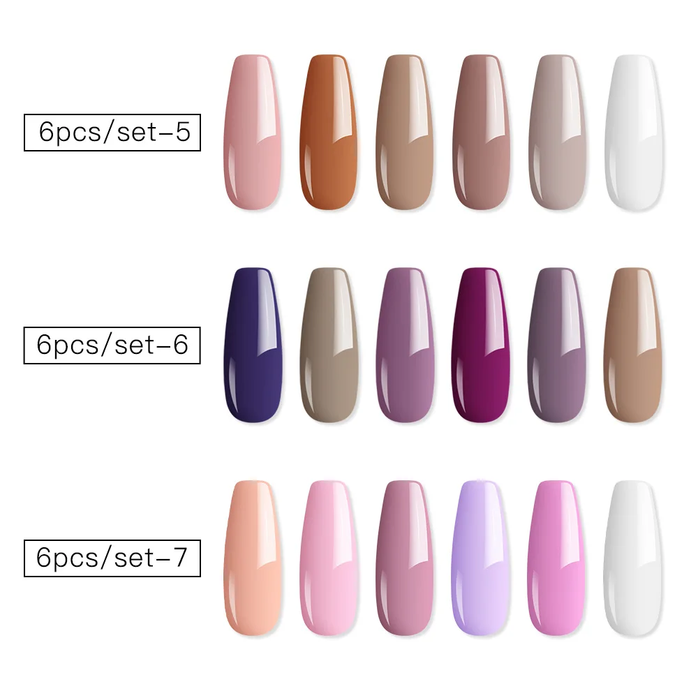 MEET ACROSS 6pcs Pure Gel Polish Set Sping UV Vernish Semi Permanent Base Top Coat 8ML Soak Off Varnish Nail Art Lak Nails | Красота и