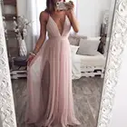 Элегантное розовое летнее кружевное платье, женские вечерние сексуальные платья для клубной вечеринки, женское Сетчатое платье с V-образным вырезом и высокой талией, женское платье 2020