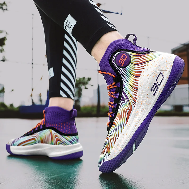 Баскетбольные кроссовки для мужчин и женщин высокие Нескользящие Спортивная