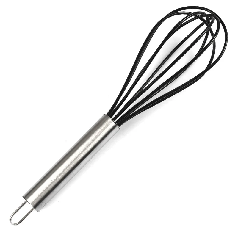 Black Whisk Антипригарная кухонная утварь термостойкие Инструменты для выпечки пищевого силикона кухонные изделия с ручкой из нержавеющей стали - Цвет: Black Whisk