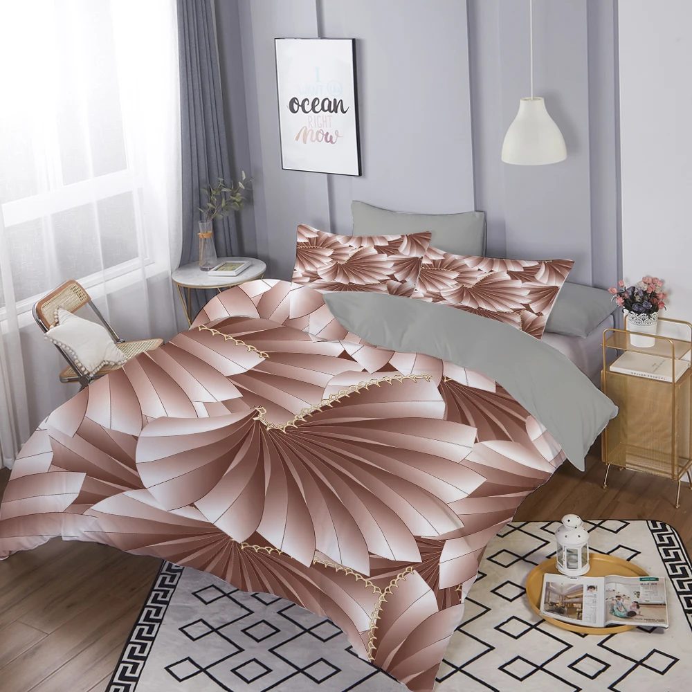 

Luxury 3D Bedding Set Ladies Women Flower Leaves Duvet Cover Pillowcase 2/3pcs Single Queen King Size For Adults Kids Bedclothes