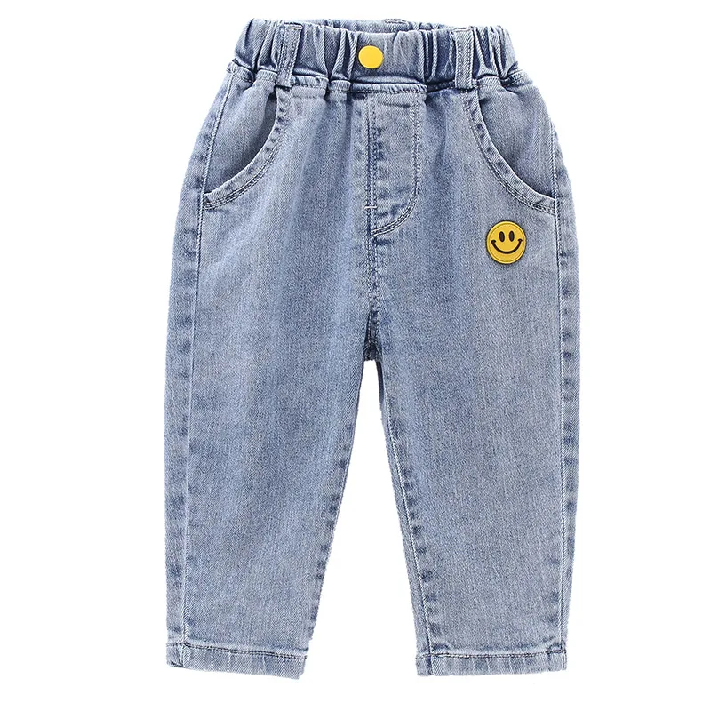

2020 Autumn New Boys and Girls Smiley Face Labeling Printed Jeans All-Matching Pants