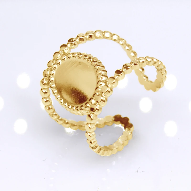 Simple fashion European and American style fresh hollow titanium steel ring female opening adjustable stainless headd | Украшения и