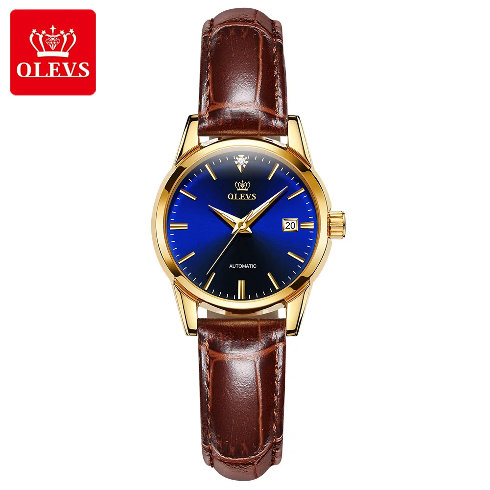 

OLEVS 6629 New Couple Leather Automatic Mechanical Watches Waterproof Women And Men Casual Fashion Couple Wristwatches