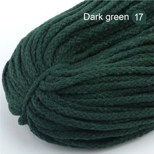 17 Dark green 5 мм хлопковый шнур, экологичный витой канат, высокопрочная нить, сделай сам, текстиль, ремесло, тканая веревка, украшение для дома, Touw, 5 ярдов/партия - Цвет: 17 Dark green