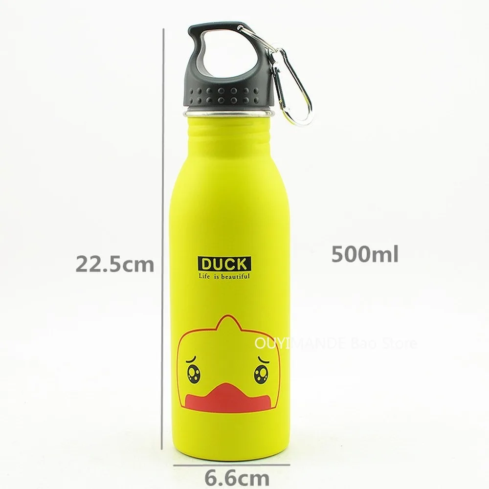 

Bpa Free 500ml Sports Outdoor My Straw Water Bottle Stainless steel Cute Animal Pattern Portable Mountaineering buckle Kettle