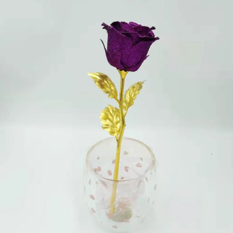 Only Crystal Purple Имитация вечности 24K роза из золотистой фольги цветок радуги День Святого Валентина романтический цветок свадебный подарок красивый золотой фольги цветок - Цвет: Only Crystal Purple