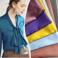 solid spandex polyester imitation silk fabric shirt impermeable elastic fabrics ice silk satin pajama dress fabric per meter
