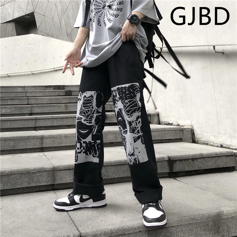 

Women's Pants 2021 Summer New Korean Fashion Streetwear High Waist Baggy Straight Trouser Casual Black Boyfriend Wide Leg Pants