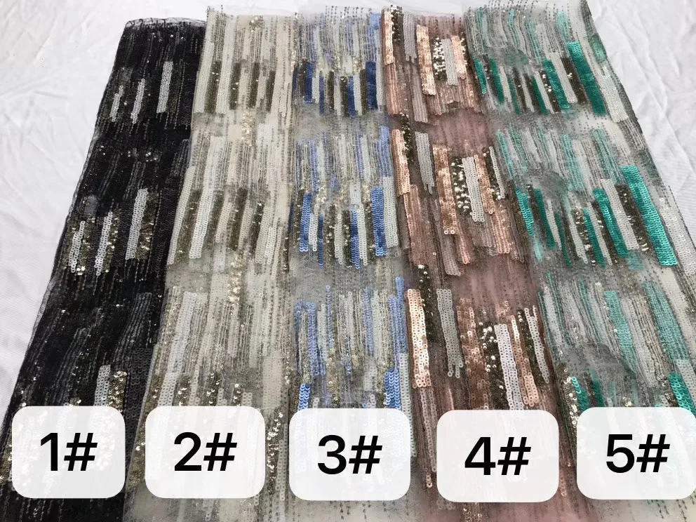 

5 colors (5yards/pc) newest design African sequins tulle lace mint and gold embroidered French net lace fabric for party FJY242