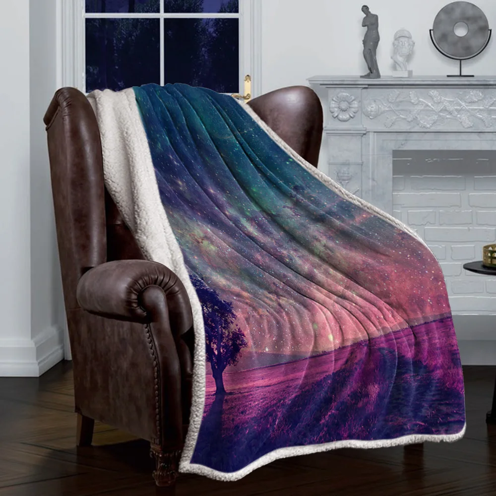 Фантазия Пейзаж Небо деревья покрывало одеяла флис пледы Покрывало