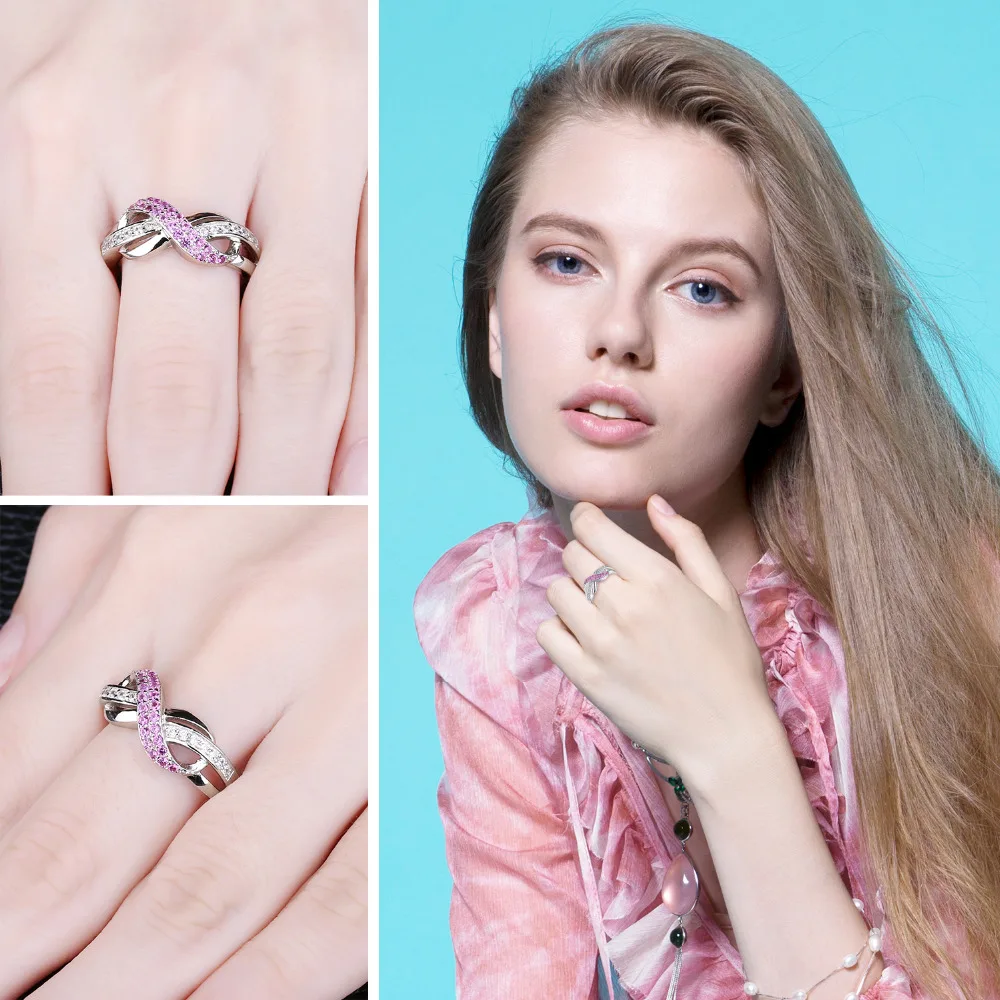 JewelryPalace Бесконечность создан кольцо с розовым сапфиром 925 пробы Серебряные