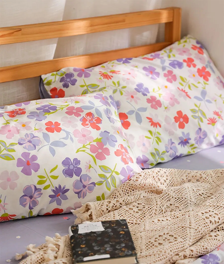 

Romantic pastoral flower purple blue pink bedding set girl,cotton twin full queen home textile flat sheet pillowcase duvet cover