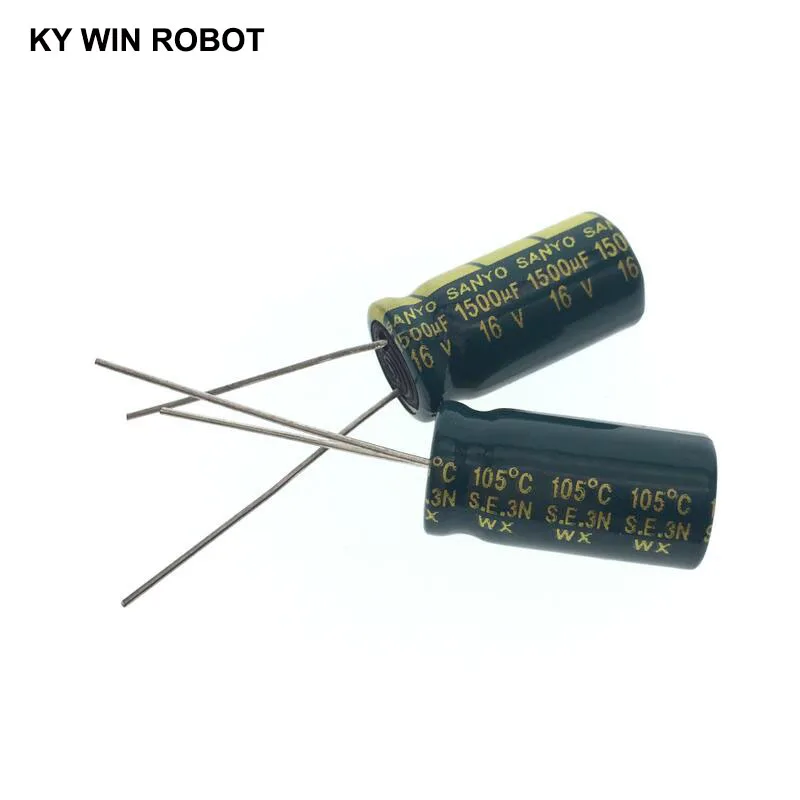 10 шт., электролитные конденсаторы, 1500 мкФ 16V 10x20 мм 105C радиальные высокочастотный низкое сопротивление электролитический конденсатор с алюминиевой крышкой
