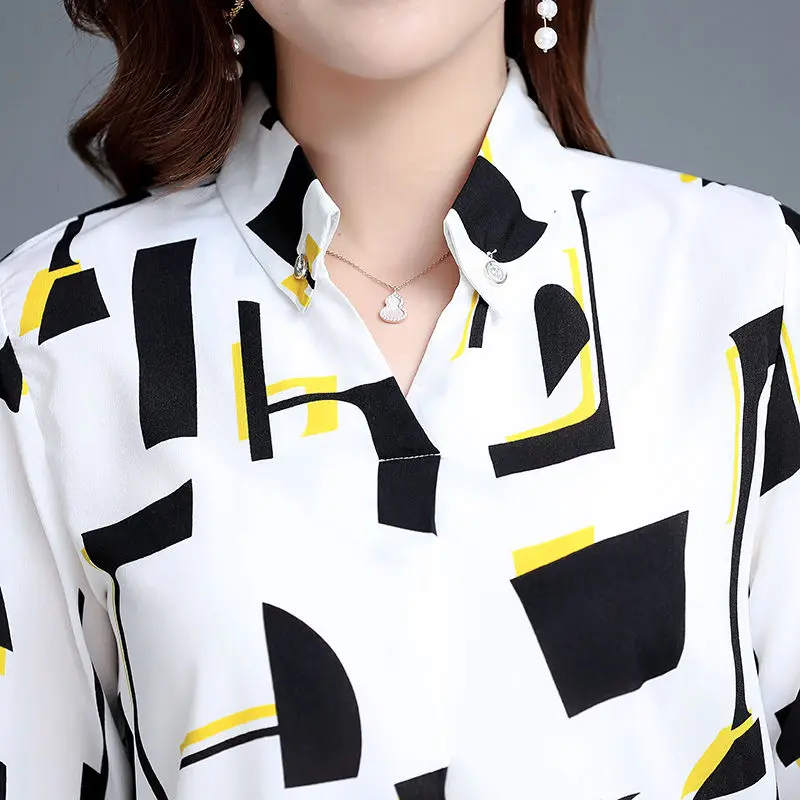 Женские блузки с коротким рукавом и принтом шифоновая блузка воротником-стойкой