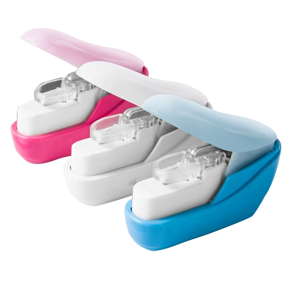 

Gift Office Accessories Portable Stapler Stationery For Student ABS Needle Free Time Saving School Mini Bookbinding Machine