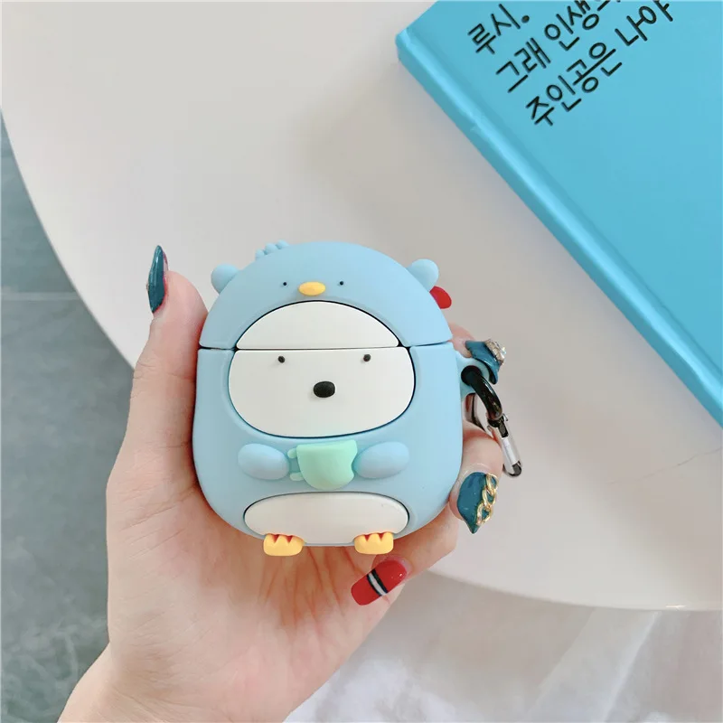 Для Apple AirPods Kawaii Penguin чехол 3D милый мультфильм уплотнение рыба беспроводные наушники крышка оболочка для Airpods 2 Earpods аксессуары