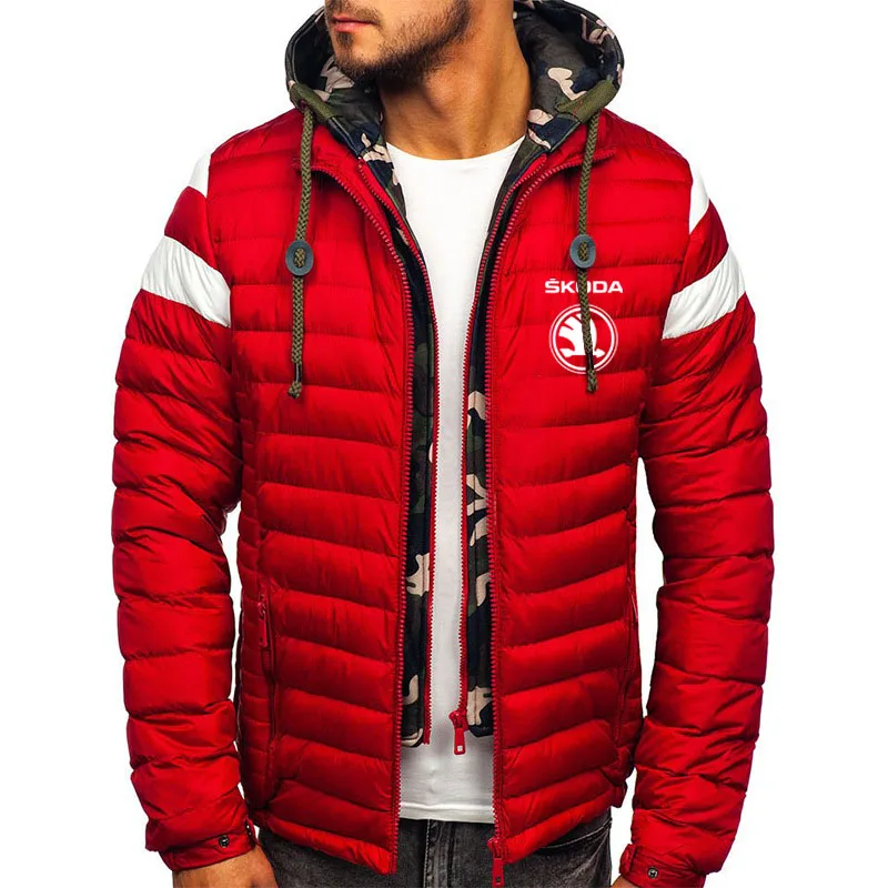 

2021 first release limited edition new Thicken Mens Hoody Warm cotton Mens Zipper coat Skoda car logo print Brand men's jackets
