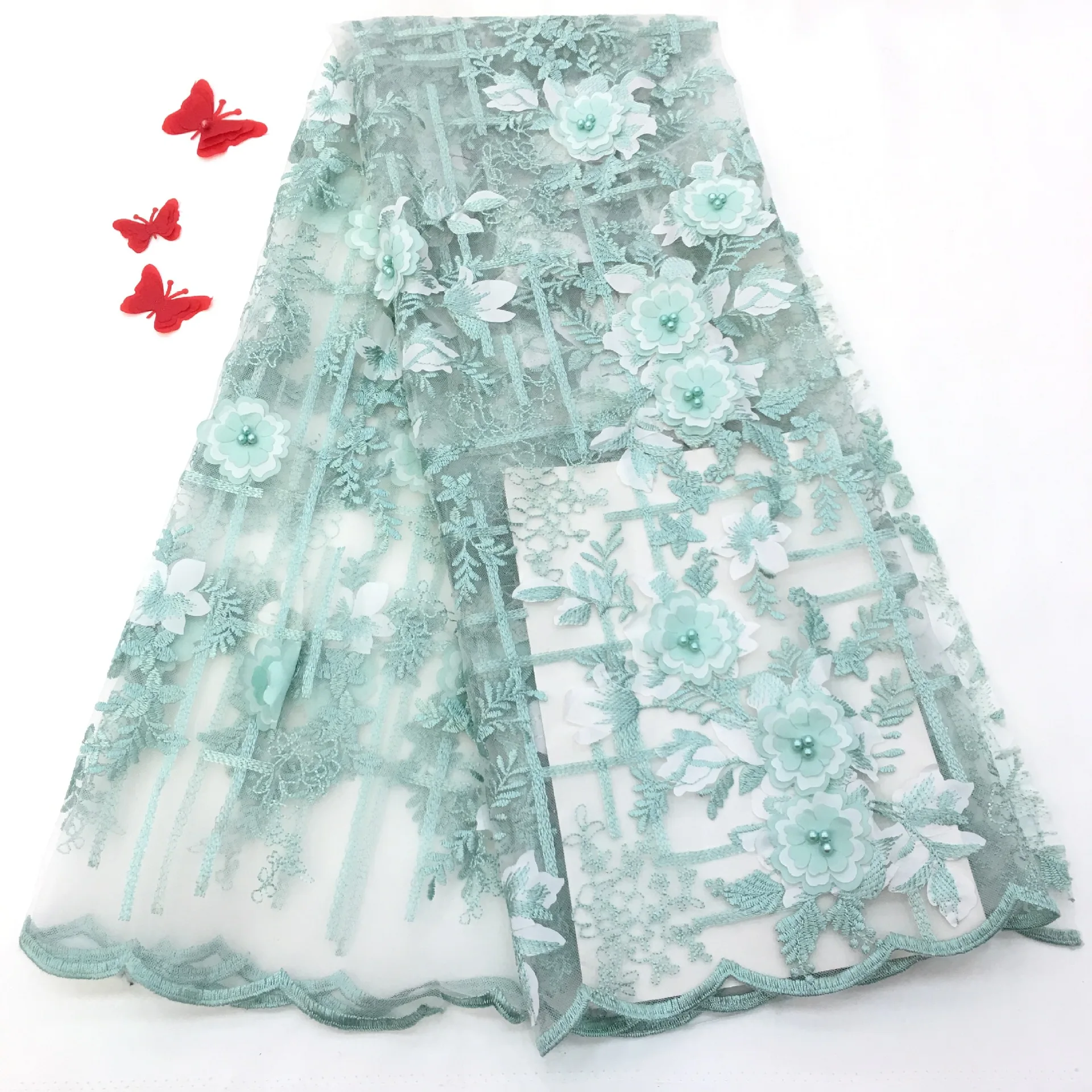 Последняя африканская 3D Цветочная кружевная ткань в нигерийском стиле полоса